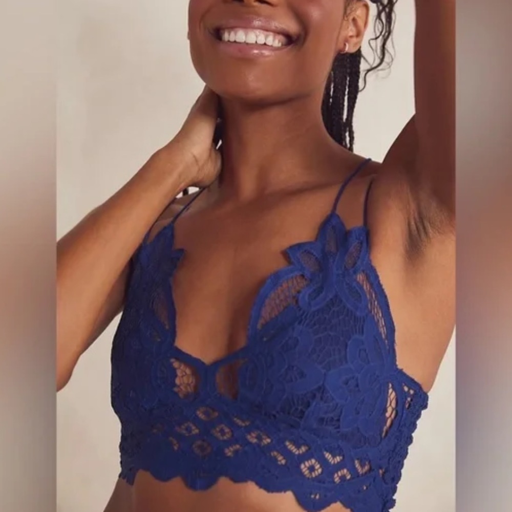 Free People One Adella Blue Lace Bralette